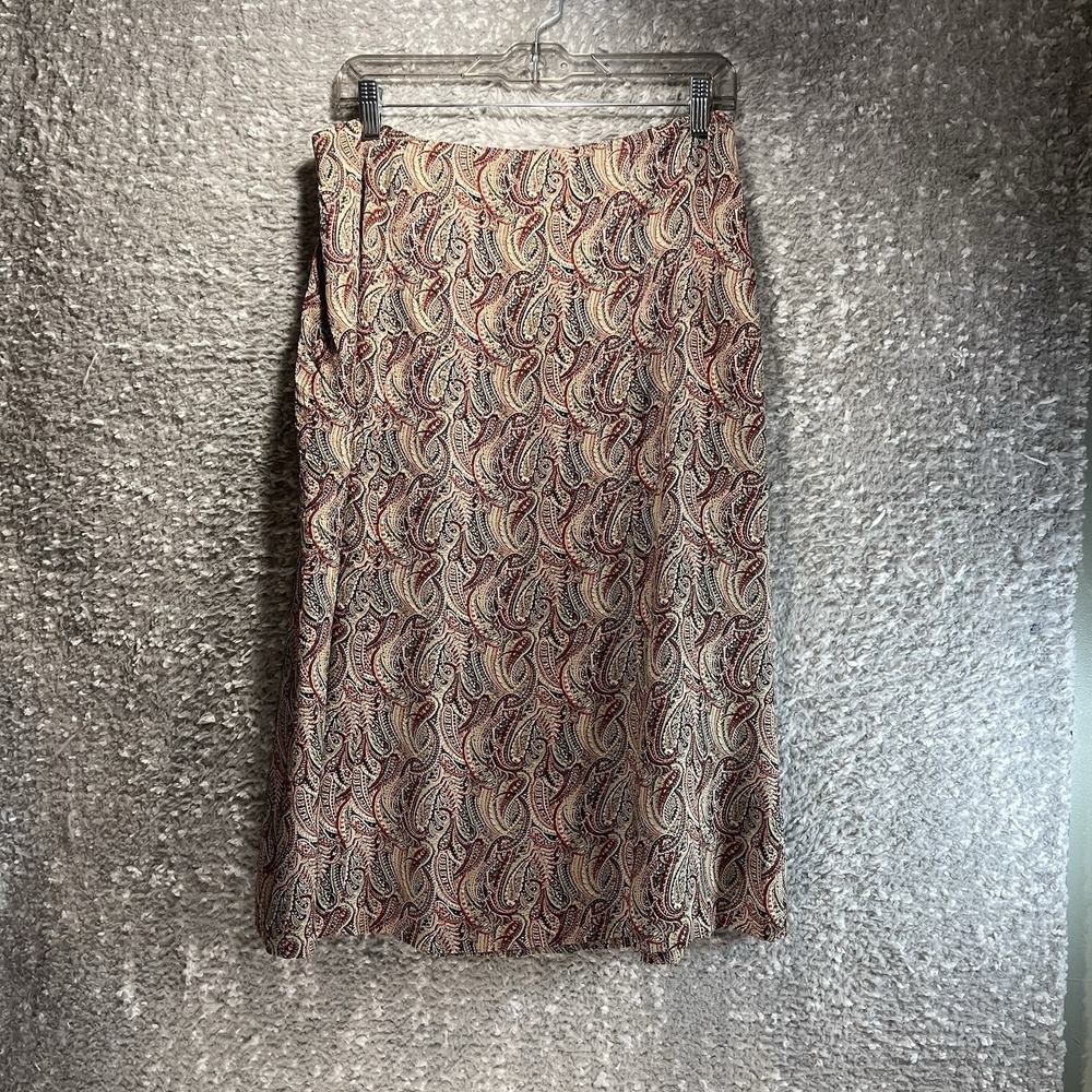 Talbots Skirt Womens 12 Pure Silk Paisley Midi Flowy Office Career Y2K